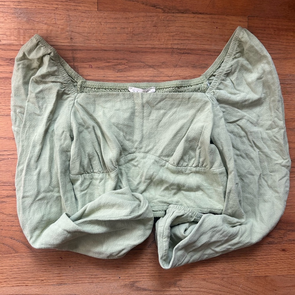 Pacsun Green Puff Sleeve Top